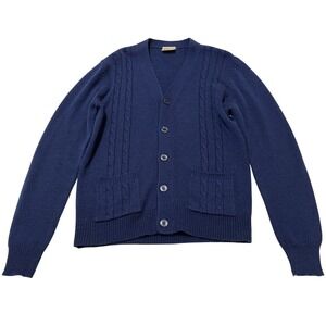 Vintage Esquire Cardigan Mens L Blue Button Down Sweater Grandpa Grunge‎ Cobain